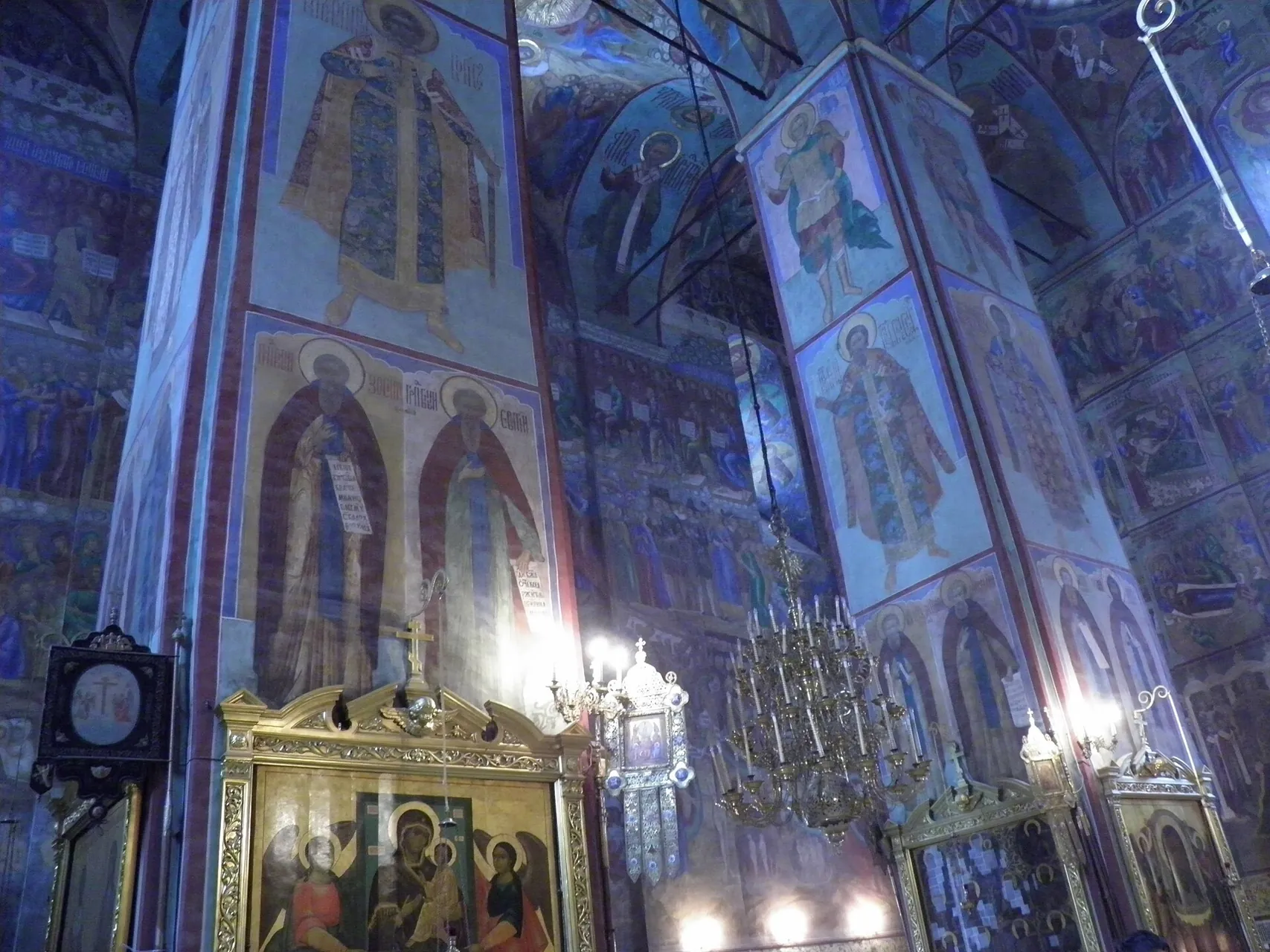 Interior of Dormition Cathedral, Trinity Lavra of St Sergius, Sergiev Posad (frescoed nave)